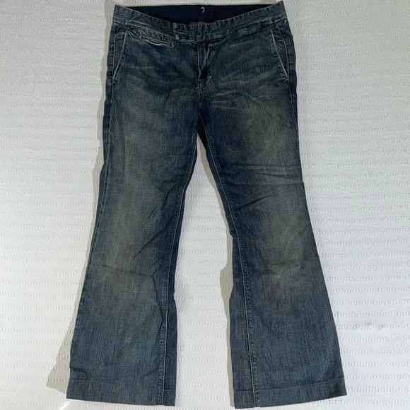 Vintage Seven 7 For All Mankind Jeans Sz 31 Blue Bootcut Flare Faded Made In USA - Picture 1 of 11